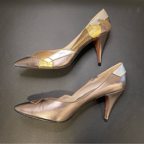 Via Moda metallic leather heels size 8.5 - Picture 3 of 8